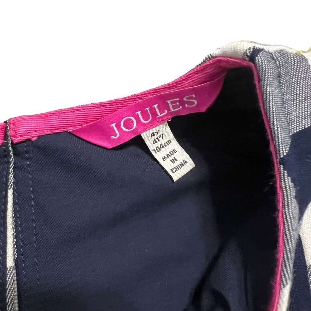 NEW Joules 4Y Navy Buffalo Plaid Stars Dress - Picture 7 of 7